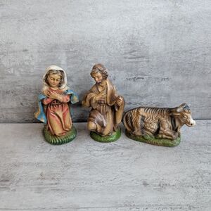 Vintage Italy Nativity Mary Joseph Shepard Cow Set Christmas Holiday Replacement